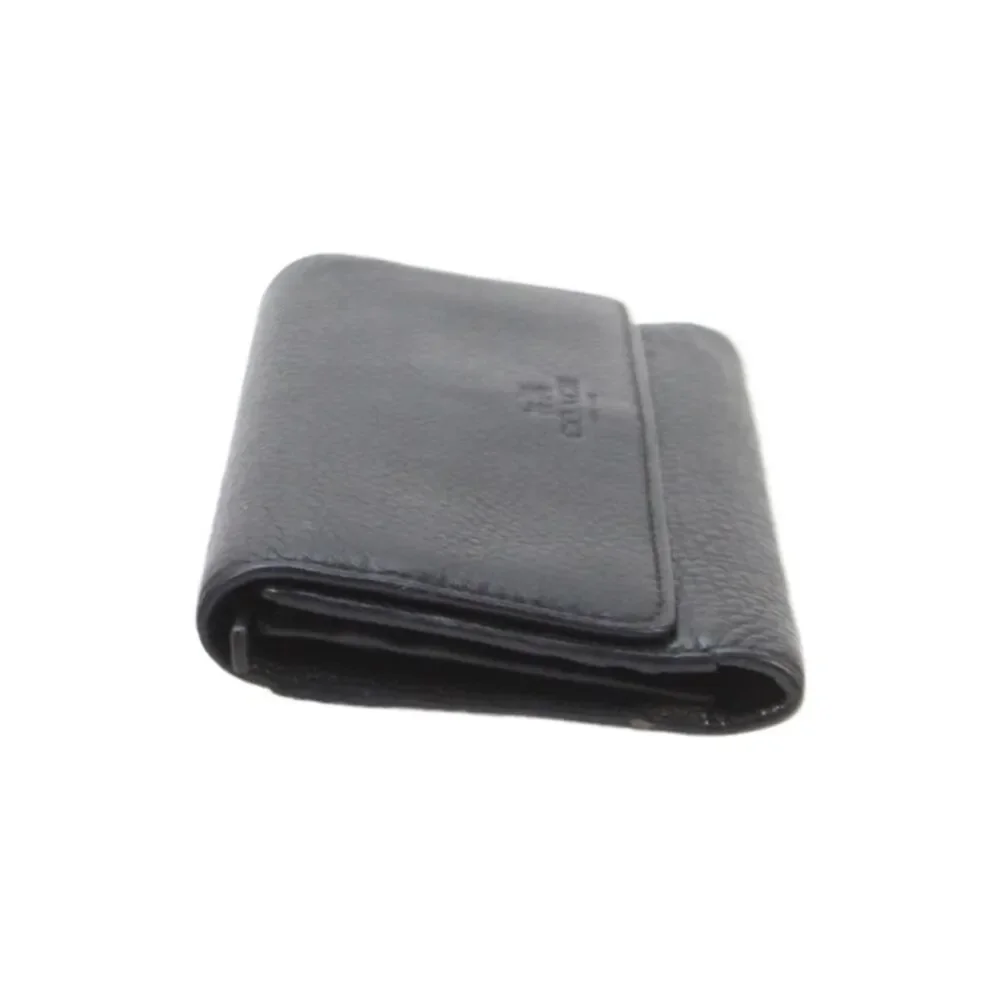 Coach Womens Pebbled Leather Snap Closure Envelope Wallet Black